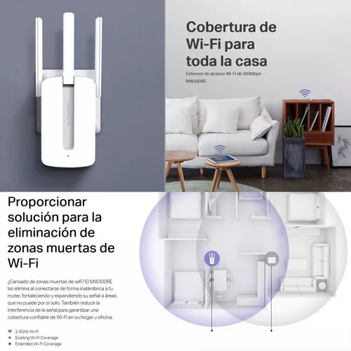 Range extender Mercusys MW300RE V1 blanco 110V/220V - Imagen 2